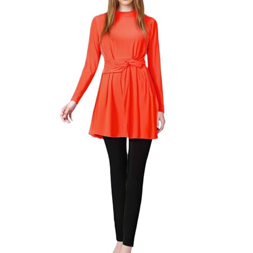 Burkini femme musulmane anti-frottement avec haut de natation manches longues et pantalon de bain