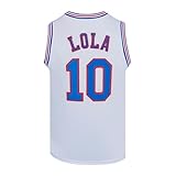 Youth Kids Basketball Jerseys #10 Lola Space Movie Jersey Shirts for Boys S-XL (White, Youth Small)