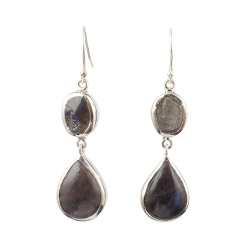 Boucles d'oreilles labradorite en argent sterling 925 massif