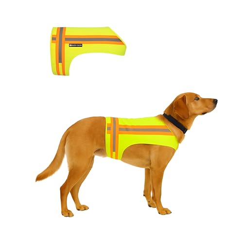 Reflective Dog Vest. High Visibility Yellow Safety Vest for Outdoors. Safeguard Your Dog with Easy to wear Adjustable and Breathable Reflective Gear (Medium)