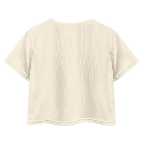 Image of Girls Crop Tees Crew Neck Casual Short Sleeve T Shirts Kids Loose Soft Comfortable Tees Blouses Shirt for Little Girl