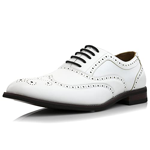 Image of Ferro Aldo Men's Wingtip Oxford Dress Shoes | Classic Brogue & Two-Tone Spectator Styles | Formal Wedding Business Party Shoe