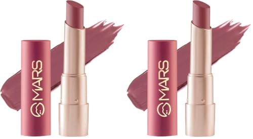 Image of MARS Creamy Matte Long Lasting Lipstick for Women | Creamy Lipstick | Single Swipe Application | Smooth & Light Weight (3.2 gm) (20-Grapeful Ghoomar) (Pack of 2)