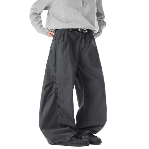 Men's American Retro Straight Leg Denim Jeans Workwear Wide Pants2