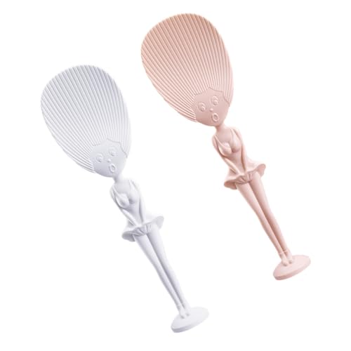 KICHOUSE 2Pcs Serving Standing Rice Paddle Non Stick Rice Spoon with Comfortable to Clean for Cooking and Serving Rice Colors