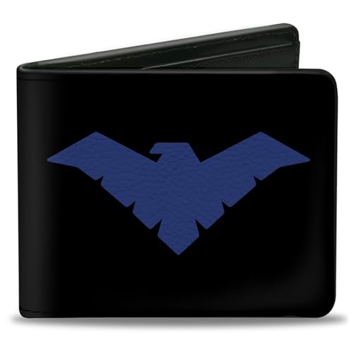 Buckle-Down unisex adults Buckle-down Pu Bifold - Nightwing Logo Black/Blue Bi Fold Wallet, Multicolor, 4.0 x 3.5 US
