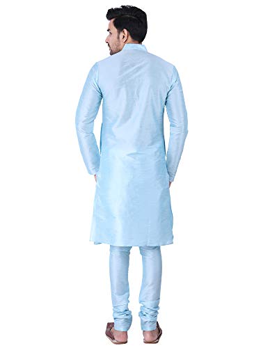 Image of HUZUR Men's Silk Solid Straight Long Kurta Pyjama Set| Ethnic Wear