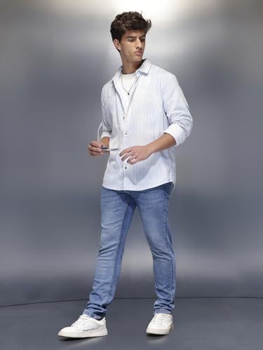 Image of WROGN Men's Cotton Blend Jeans | Solid | Slim Fit