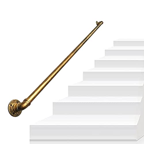 Kit de support de rampe d'escalier style tuyau d'eau rétro en cuivre doré - 2