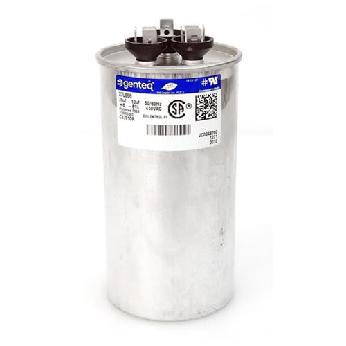 101074-04 - 70 + 10 uf MFD 440 VAC - Capcom Round Run Capacitor Replaces Lennox