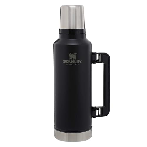 Stanley Classic Legendary Vacuum Bottle 2.0 qt | Wide Mouth with Leakproof Cup Lid | Keep Drinks Hot or Cold | Packable for Travel | Insulated Stainless Steel Thermos | BPA-Free | Matte Black