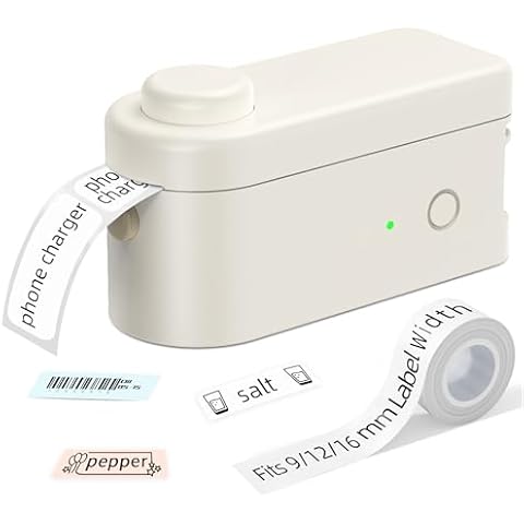 Makeid L1 Label Maker Machine with Tape - Portable & Rechargeable Label Makers Compatible with 9/12/16mm Waterproof Tape - Mini Bluetooth Labeler for Organizing Home Office School Cover