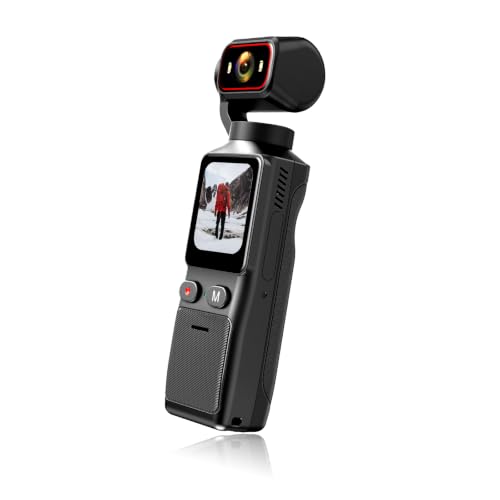 IKLOOCQ 4K Mini Vlogging Camera Action Cam, Mini Pocket Vlog Kamera Live Übertragung Handy mit 32GB SD Karte, Tragbar Bildstabilisator Aktion Kamera mit Touchscreen und Langer Akkulaufzeit