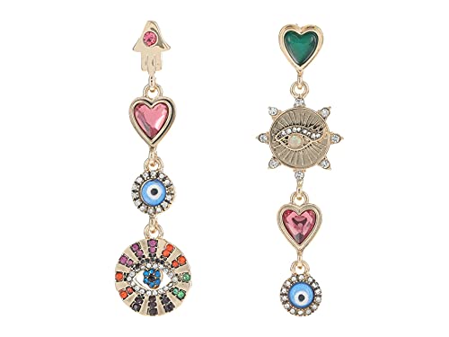 Betsey Johnson Evil Eye Linear Non-Matching Earrings Multi One Size