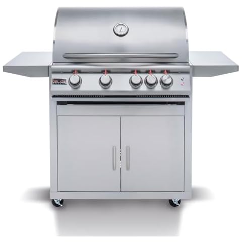 Blaze Outdoor Grill | Freestanding 32-inch Stainless Steel Propane Gas BBQ Grill | 4 Burner | Premium Outdoor Kitchen Grilling | Rear Infrared Burner & Grill Lights Cover