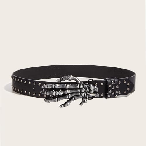 Men's and Women's Metal Ghost Skull Skull Hand Belt Buckle Decoration, Punk Rivet Belt Jeans Decoration, Black2