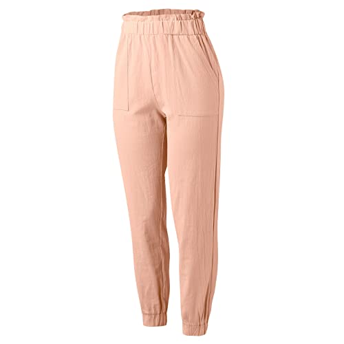 Potton Casual Dressy Capris For Women Summer Wide Leg Solid Color Women Capri Linen Pants Beach Loose With Pockets Plus Size #TOP5