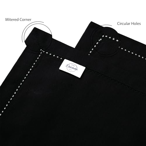 Image of Encasa Homes Pure Cotton Hemstitched Table Runner for 8 Seater Dining of Size 32x230 cm - Black | Decorative Cloth for Party, Home, Cafes, Restaurant & Hotels - Machine Washable