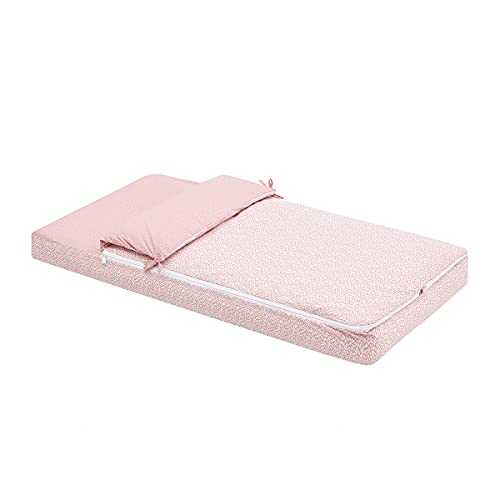 Cambrass - Saco Cuna nórdico con Cremallera - Ropa de Cuna Ajustable con Gomas - Saco de Dormir bebé desenfundable Sirve Tanto para Verano como para Invierno - Forest Rosa 60x120x3 cm