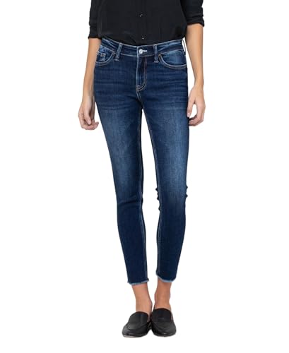VERVET Mid Rise Raw Hem Crop Skinny Jeans V2159D