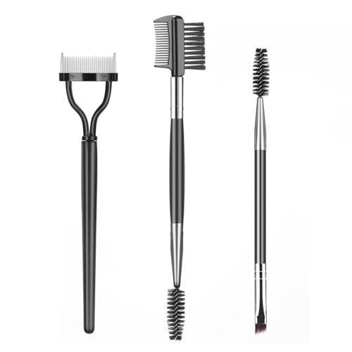 3 piezas cepillo para cejas, peine para cejas de acero inoxidable, peine para cejas/pestañas de doble ángulo, para el cuidado de las cejas de las mujeres