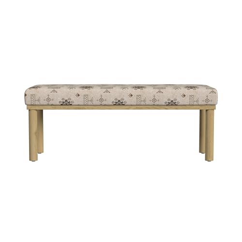 HomePop Oslo Decorative Bench -Cream Contemporary Global Pattern