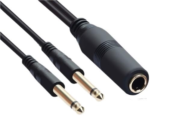 Cable adaptador de convertidor de música macho a doble de 6,35 mm hembra de 6,35 mm