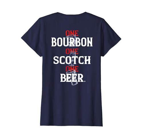 Bourbon One Scotch One Beer (en la Espalda) Camiseta, Mujer, Azul Marino, XS