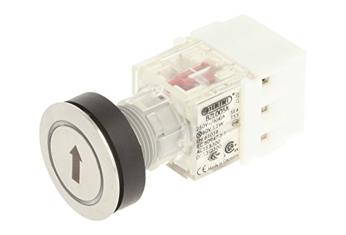 Schlegel 23.000.888 pulsante in acciaio inox, illuminazione ad anello, iscrizione simbolo freccia, illuminato con sonda contatto GEBER 1 apribottiglie e morsetto a vite LED, 24 V, Bianco (2 pezzi