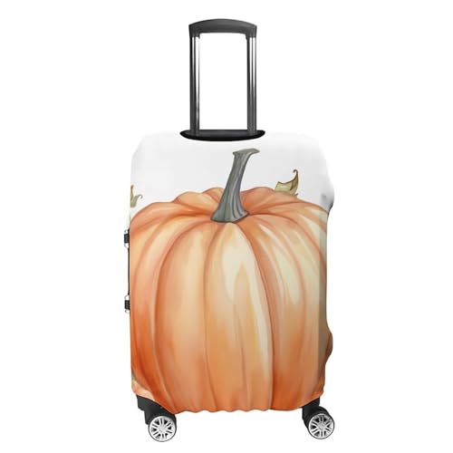 Fall Watercolor Pumpkins Luggage Cover, Washable Elastic Suitcase Cover Protector Fit 18-32 Inch Luggage4