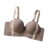 shinroad reggiseno sportivo da donna con tracolla elastica con stampa di lettere senza fili buona traspirabilità coppa 3d antiurto push-up sport yoga, caff, xl
