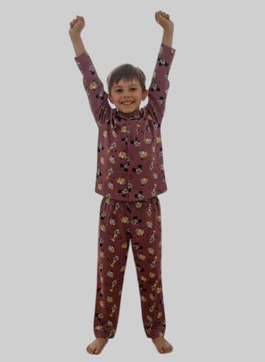 Image of TONY & JONY Summer Casual Wear Self Design Cartoons Printed Full Sleeve 100% Pure Cotton Kid's Top Bottom Set /Night Suit