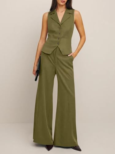 Conjunto de chaleco de verano de ropa de mujer con pantalón de pierna ancha holgado 3