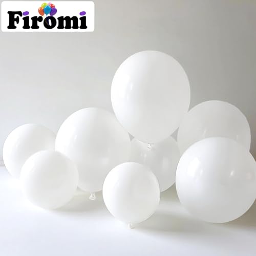 Image of Firomi White Balloons 18-inch 12 Pack Large Thicken (with 1 Ribbon) | Helium Big Matte White Latex Balloon Round for Wedding Birthday Party