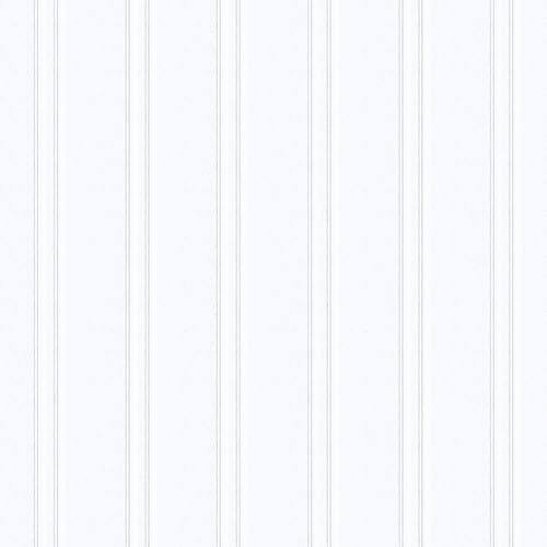 ReWallpaper 17.5in x 23ft Removable Vinyl Faux Beadboard Peel and Stick Prepaste Wallpaper Liner Self Adhesive Contact Paper Faux Wainscoting Panels Peel and Stick Wallpaper for Bathroom Kitchen Walls