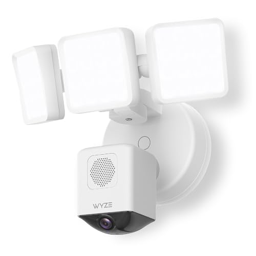 WYZE Floodlight Camera Pro, PCMag Editors' Choice 3000-Lumen LEDs, 2.5K HD Outdoor Security Camera, 180° Wide View, Motion Detection, Color Night Vision, Works with Alexa & Google-White