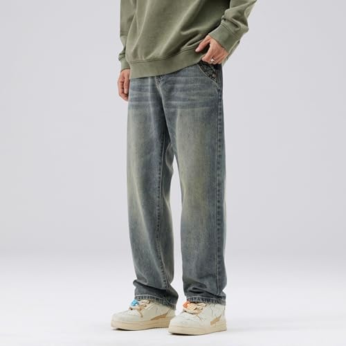 Jeans Pants Trousers Denim Street Washed Retro Men's Loose Classic Trendy Nostalgia Floor Wide Leg2
