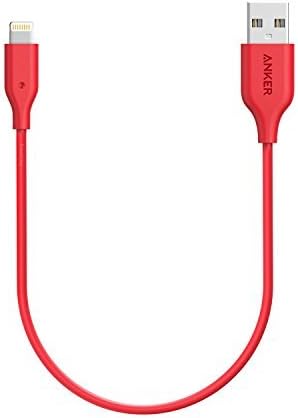 Anker Powerline 1ft Apple MFi Certified Short Lightning to USB Cable Sturdy Charging Cord for iPhone 5/5s/5c 6/6 Plus 6s/6s Plus 7/7 Plus, iPad Mini/Air/Pro iPod Touch(Red)