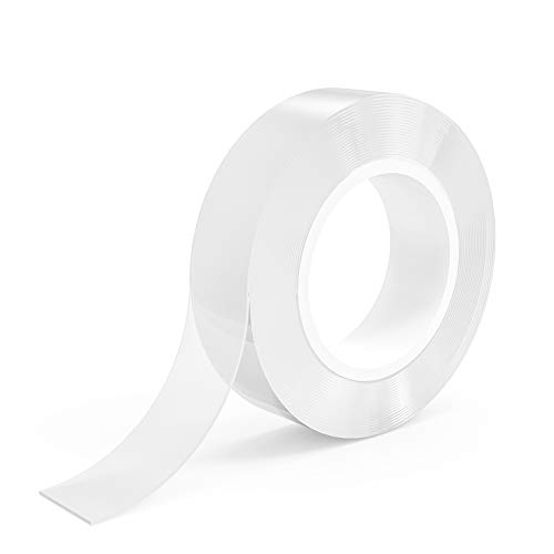 16.4ft/5M Cinta Adhesiva de Doble Cara - Cinta Doble Cara,Lavable Adhesivo Cinta Nano Tape,Cinta Lavable,Reutilizable,para Pared,Cocina,Alfombra,Fijación de Fotos