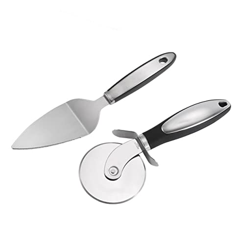 Unomor 1Set Multifunctional Pizza Cutter and Shovel Ergonomic Stainless Steel Pizza Wheel Cake Server Lightweight and Easy to Clean Kitchen Tool for Pizza and Bread
