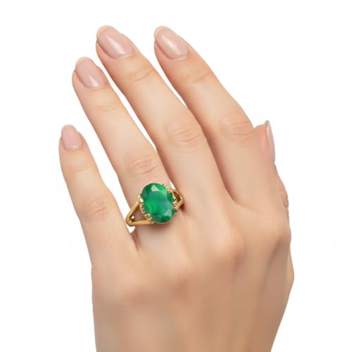 Image of 55Carat Choose Your Color Genuine Stone Ring 18K Gold Plated Oval Handmade Jewellery for Gift Sizes 4-13