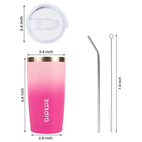 BJPKPK 20oz Stainless Steel Tumbler with Lid And Straw, Double Wall Vacuum Coffee Cup, Travel Mug for Ice Drink and Hot Beverage, Insulation Travel Tumblers Cups,Cherry Blossom