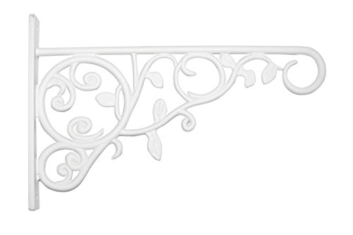 Panacea 100057107, White, 9" Plant Bracket with Leaves, 9", 9"