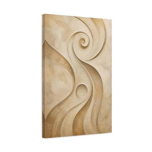 Tableau abstrait beige pour habiller un mur vide au-dessus du canapé de salon