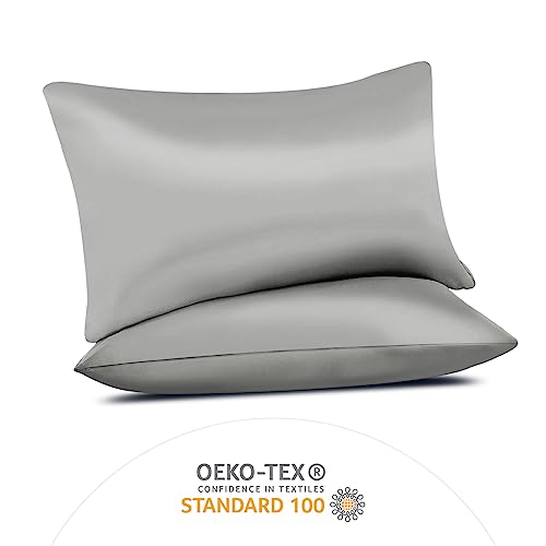 Pamposh Satin Silk Pillowcases For Hair And Skin 2 Pack Standard Size with Envelope Closure (2 Pcs Pillowcases (50 x 75 cm), Grey) - Image 4