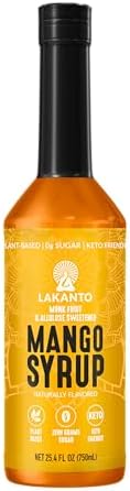 Lakanto Simple Flavoring Syrup - Monk Fruit Sweetener with Allulose, Perfect for Coffee, Tea, Cocktails, Snow Cones, Sodas, Other Drinks, Keto, Vegan (Mango - 25.4 fl oz)