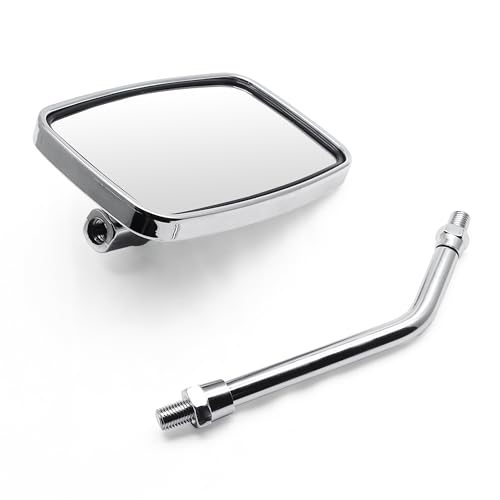 Image of MZS Chrome Motorcycle Mirrors, 10MM 8MM Bolt Universal Rectangular Handlebar Rear View Side Mirror Adjustable Compatible with Cruiser Chopper Touring Street Naked Bike Scooter