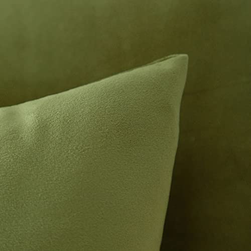 Moonrest - Pack Of 2, Velvet Decorative Pillow Cover Set, Cozy Soft With Hidden Zipper Solid Color For Sofa Bedroom Car Couch Throw Pillow 18 X 18 Olive #TOP2