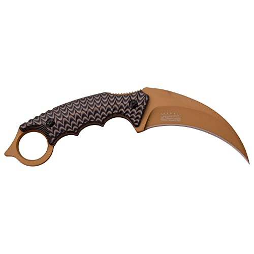 Mtech Usa Xtreme – Fixed Blade Knife – Brown Tinite Coated Stainless Steel Hawkbill Blade With Black And Brown G10 Handle And 1680D Nylon Sheath, Full Tang Construction, Edc, Tactical – Mx-8140Bn #TOP1