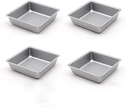 Astra Gourmet Mini 4-Inch Non-Stick Square Cake Pan, Set of 4(Silver)